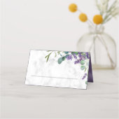 Rustic Lavender en Eucalyptus Marble Wedding Plaatskaartje (Voorkant)