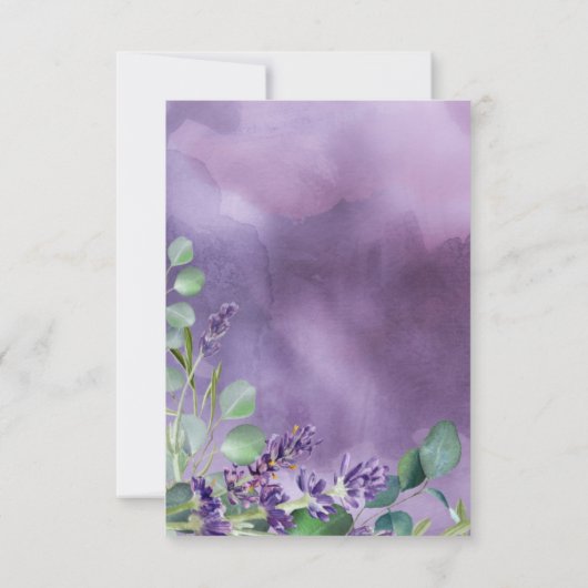 Rustic Lavender en Eucalyptus Navy Blue Wedding RSVP Kaartje (Achterkant)