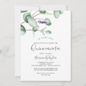 Rustic Lavender en Eucalyptus Quinceañera Kaart (Voorkant)