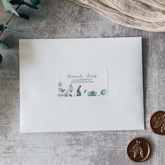 Rustic Lavender en Eucalyptus RSVP Adresetiketten Etiket