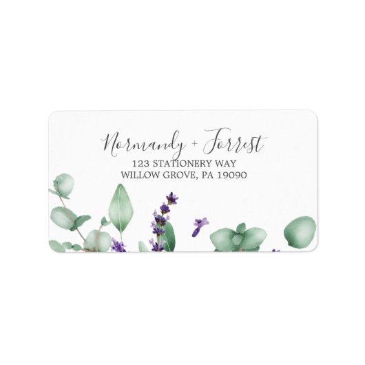 Rustic Lavender en Eucalyptus RSVP Adresetiketten Etiket (Voorkant)