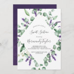 Rustic Lavender en Eucalyptus Sweet Sixteen Kaart<br><div class="desc">Deze superslanke lavendel en eucalyptus zoete zestien uitnodiging is perfect voor een eenvoudige en elegante buitenwedstrijd. Het bloemontwerp is voorzien van waterverf eucalyptusbladeren en groen met sprigs van paarse wilde bloemen.</div>