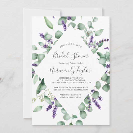 Rustic Lavender en Eucalyptus Vrijgezellenfeest Kaart (Voorkant)