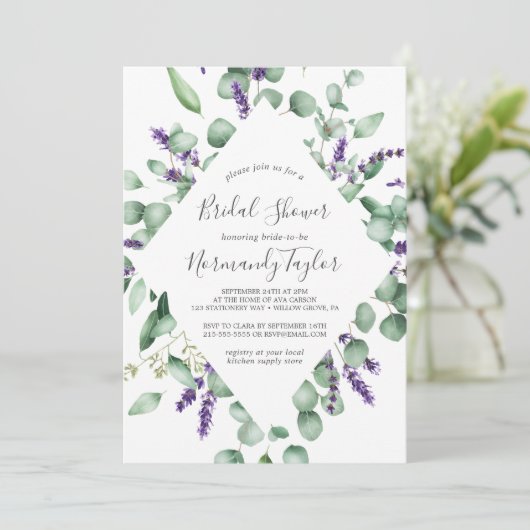 Rustic Lavender en Eucalyptus Vrijgezellenfeest Kaart (Staand voorkant)