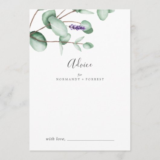 Rustic Lavender en Eucalyptus Wedding Advieskaart (Voorkant)
