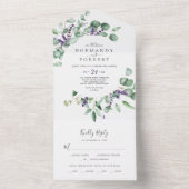 Rustic Lavender en Eucalyptus Wedding All In One Uitnodiging (Binnen)
