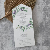 Rustic Lavender en Eucalyptus Wedding All In One Uitnodiging