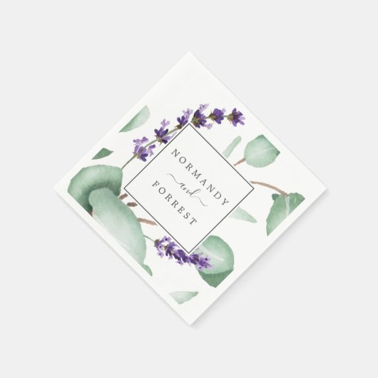 Rustic Lavender en Eucalyptus Wedding Servet (Hoek)