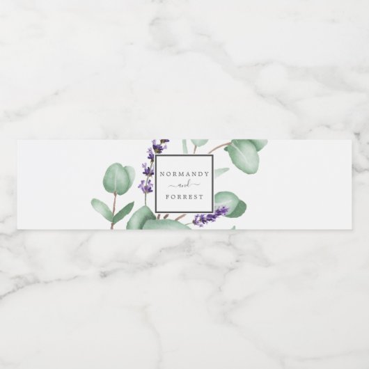 Rustic Lavender en Eucalyptus Wedding Waterfles Etiket (Enkel label)