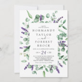 Rustic Lavender & Eucalyptus All-in-One Weddenscha Kaart (Voorkant)
