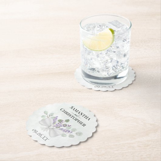 Rustic Lavender & Eucalyptus Bouquet Wedding Kartonnen Onderzetters (Insitu)