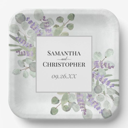Rustic Lavender & Eucalyptus Elegant Boho Wedding Papieren Bordje (Voorkant)