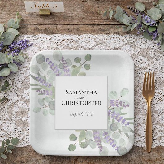 Rustic Lavender & Eucalyptus Elegant Boho Wedding Papieren Bordje