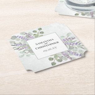 Rustic Lavender & Eucalyptus Elegant Wedding Kartonnen Onderzetters