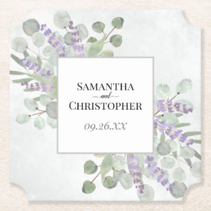 Rustic Lavender & Eucalyptus Elegant Wedding Kartonnen Onderzetters