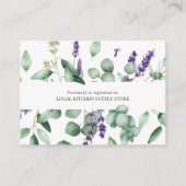 Rustic Lavender & Eucalyptus Gift Registry Informatiekaartje (Voorkant)