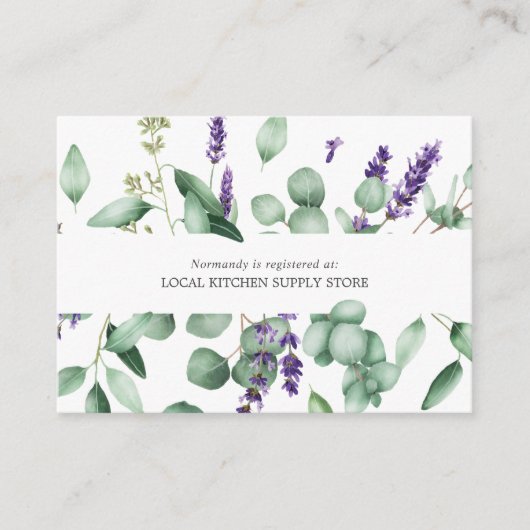 Rustic Lavender & Eucalyptus Gift Registry Informatiekaartje (Voorkant)