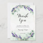 Rustic Lavender Eucalyptus Gold Lijst Wedding Bedankkaart (Voorkant)