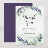 Rustic Lavender Eucalyptus Gold Lijst Wedding Bedankkaart (Voorkant / Achterkant)