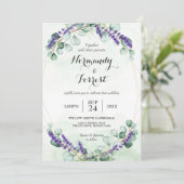 Rustic Lavender Eucalyptus Gold Lijst Wedding Kaart (Staand voorkant)