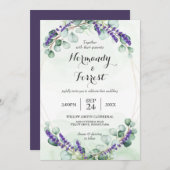 Rustic Lavender Eucalyptus Gold Lijst Wedding Kaart (Voorkant / Achterkant)