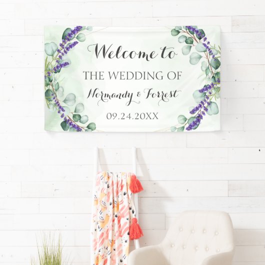 Rustic Lavender Eucalyptus Gold Wedding Backdrop Spandoek (Insitu)