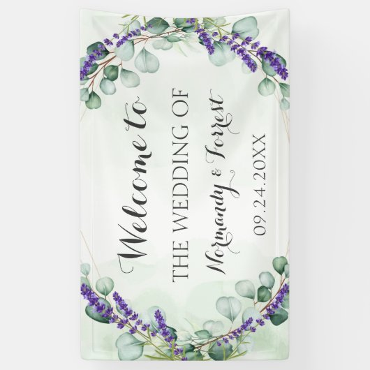 Rustic Lavender Eucalyptus Gold Wedding Backdrop Spandoek (Verticaal)