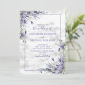 Rustic Lavender Eucalyptus Greenery Foto Weddensch Kaart (Staand voorkant)