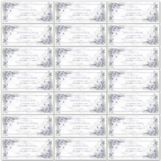 Rustic Lavender Eucalyptus Greenery Guest Address Sticker (Voorkant)