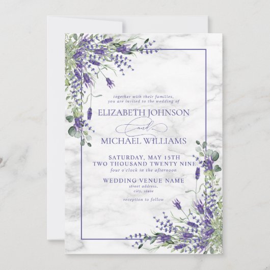 Rustic Lavender Eucalyptus Greenery Wedding Kaart (Voorkant)