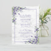 Rustic Lavender Eucalyptus Greenery Wedding Kaart (Staand voorkant)