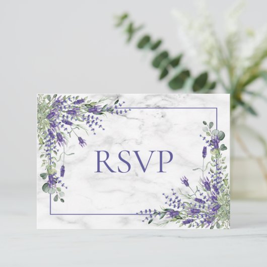 Rustic Lavender Eucalyptus Greenery Wedding RSVP (Staand voorkant)