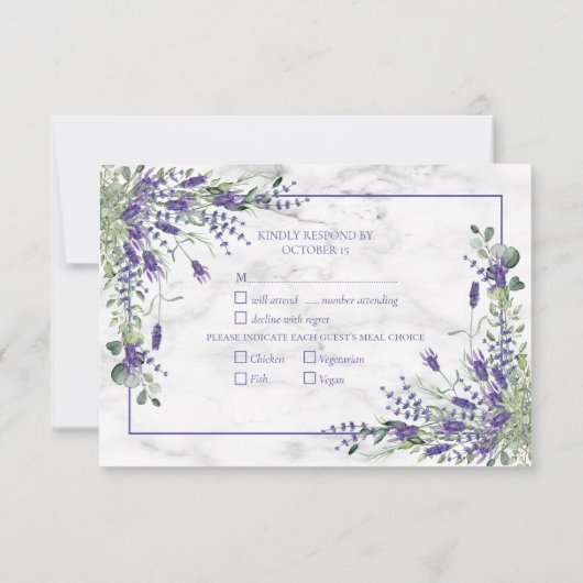 Rustic Lavender Eucalyptus Greenery Wedding RSVP (Achterkant)