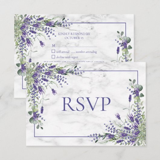 Rustic Lavender Eucalyptus Greenery Wedding RSVP Kaartje (Voorkant / Achterkant)