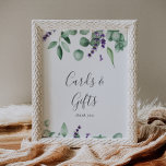 Rustic Lavender & Eucalyptus Kaarten en cadeautjes Poster<br><div class="desc">Deze bijtende lavendel- en eucalyptuskaarten en cadeautjes zijn perfect voor een eenvoudige en elegante buitenbruiloft of vrijgezellenfeest. Het bloemontwerp is voorzien van waterverf eucalyptusbladeren en groen met sprigs van paarse wilde bloemen. De lijn van tekst bij de bodem van het teken kan met de datum, de namen van de bruid...</div>