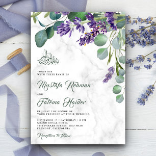 Rustic Lavender Eucalyptus Marble Islamic Wedding Kaart