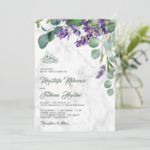 Rustic Lavender Eucalyptus Marble Islamic Wedding Kaart (Staand voorkant)
