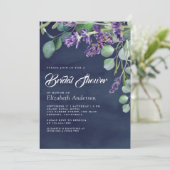 Rustic Lavender Eucalyptus Navy Blue Vrijgezellenf Kaart (Staand voorkant)