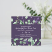 Rustic Lavender & Eucalyptus Paars Square Weddensc Kaart (Staand voorkant)