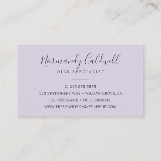 Rustic Lavender & Eucalyptus Paars Visitekaartje (Achterkant)