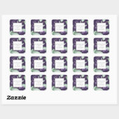 Rustic Lavender & Eucalyptus Paarse envelop Vierkante Sticker (Vel)