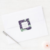 Rustic Lavender & Eucalyptus Paarse envelop Vierkante Sticker (Envelop)