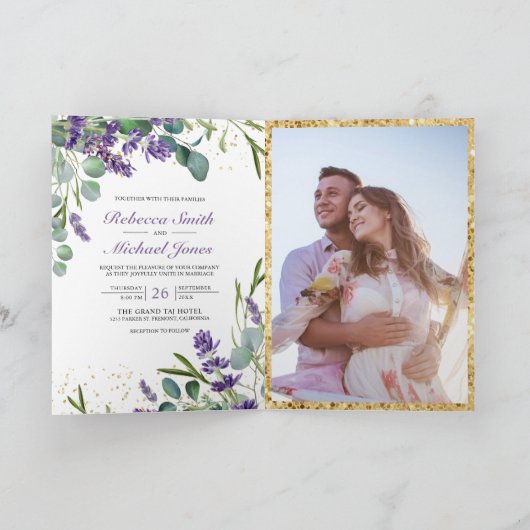 Rustic Lavender Eucalyptus Photo QR Code Wedding (Binnen)
