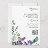 Rustic Lavender Eucalyptus QR Code Weddenschap Kaart (Achterkant)