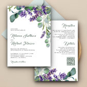 Rustic Lavender Eucalyptus QR Code Weddenschap Kaart