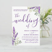 Rustic Lavender & Eucalyptus Sage & Lila huwelijk Kaart (Staand voorkant)