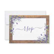 Rustic Lavender Eucalyptus Script Wood RSVP