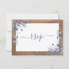 Rustic Lavender Eucalyptus Script Wood RSVP