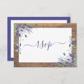 Rustic Lavender Eucalyptus Script Wood RSVP (Voorkant / Achterkant)