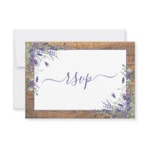 Rustic Lavender Eucalyptus Script Wood RSVP